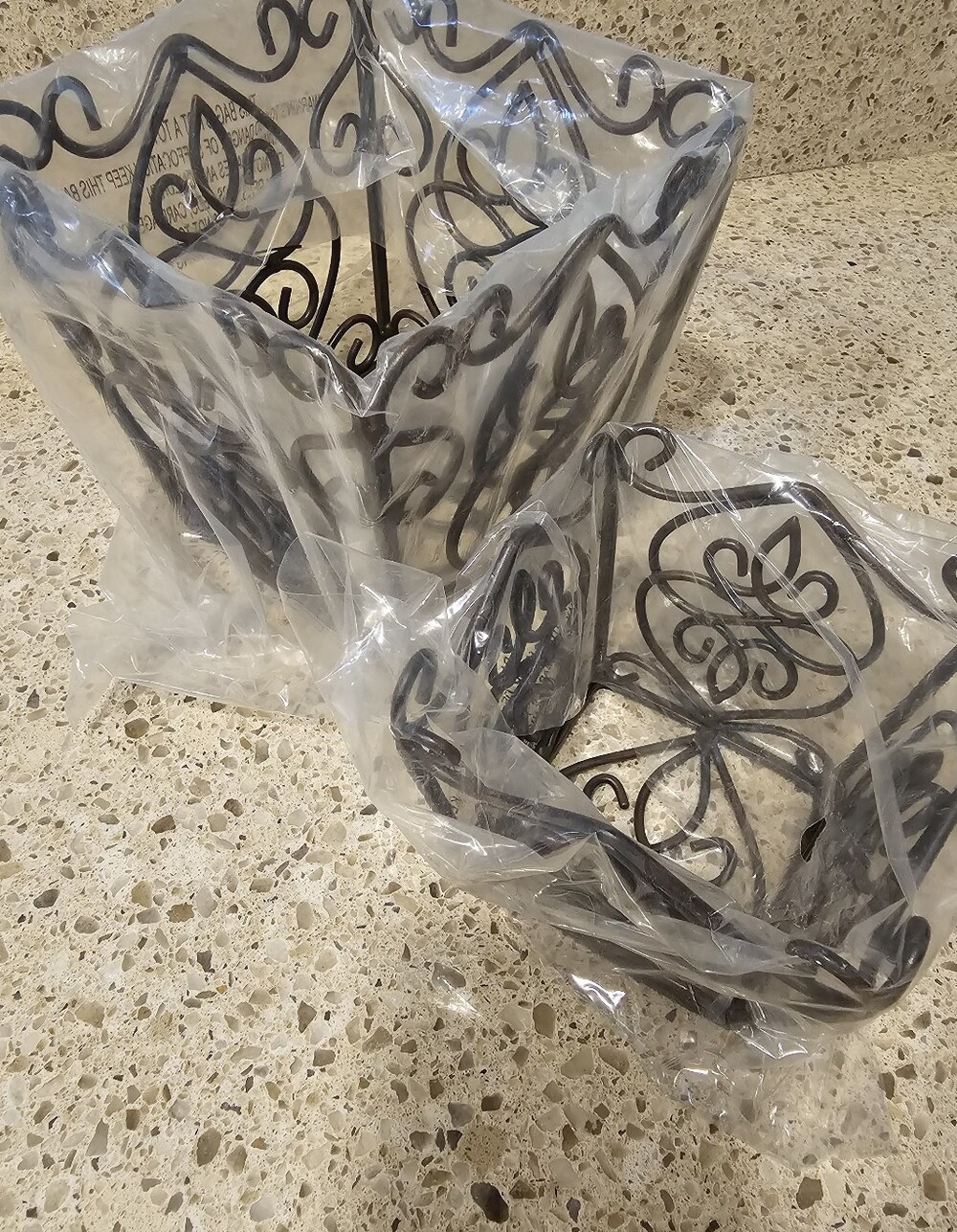 Southern Living Decorative Black Metal Filigree Planter Set - Home Accents
